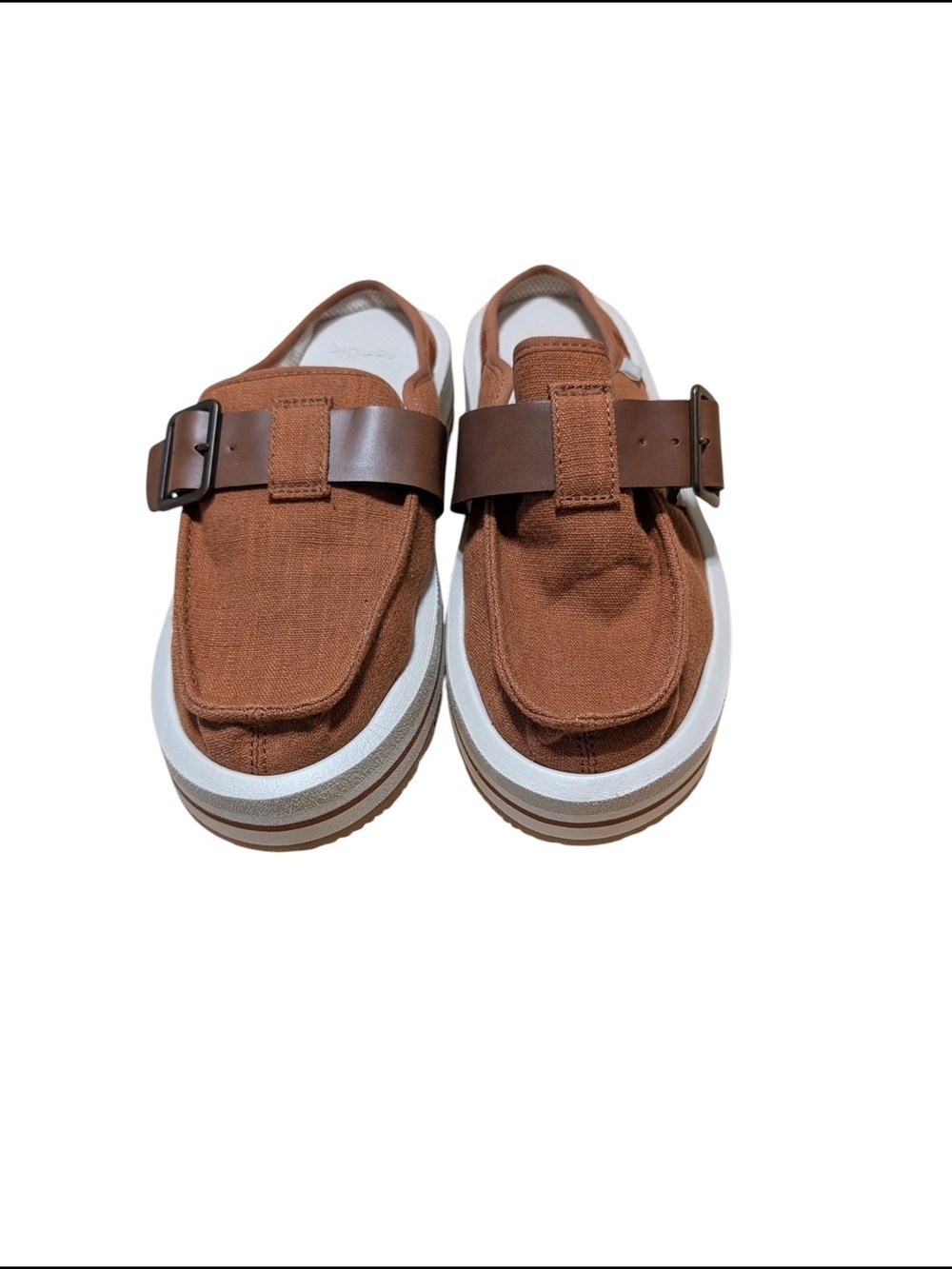 Sanuk Women's Tan Slip On Loafers Buckle Accent - Picture 3 of 9